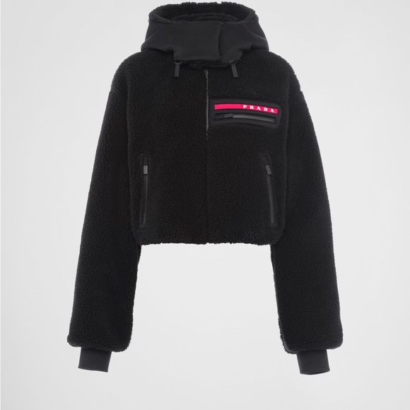 Cropped fleece recycled sweatshirt jacket black size small - Picture 8 of 16